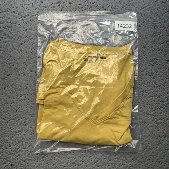 American Giant Shirt Mens Large Yellow V-Neck Supima Cotton Made in USA Tee - Picture 11 of 11